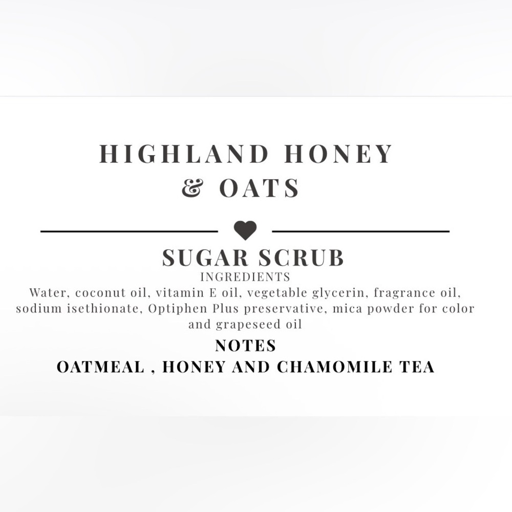SUGAR SCRUB- HIGHLAND HONEY & OATS HANDCRAFTED - Picture 2 of 2